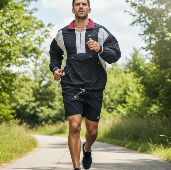 🖤 Vtg Nike Nylon Pullover | Color Block | Large 👟 - Picture 1 of 9